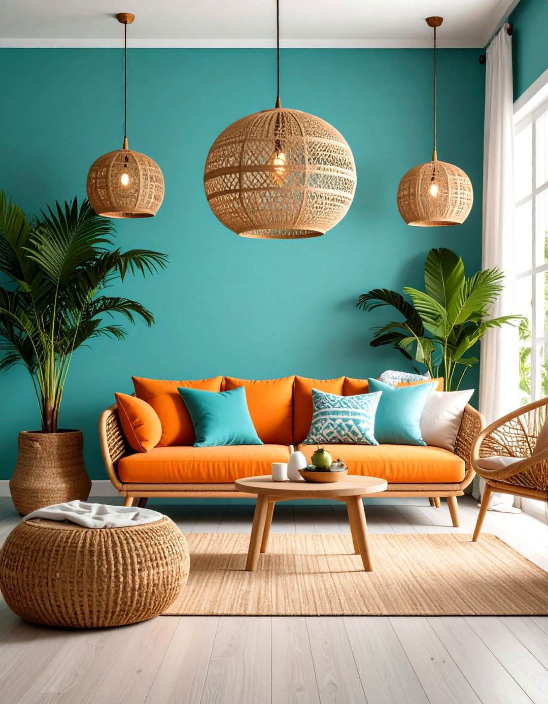 Tropical Resort Orange and Turquoise Paradise - 24 orange and blue living room ideas