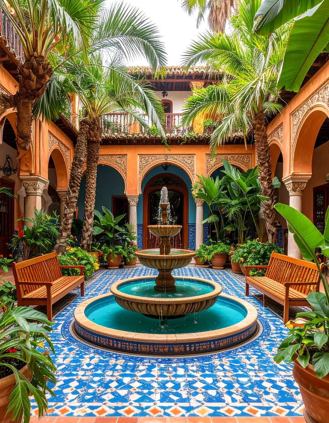 Tropical Spanish Courtyard Oasis - 24 Spanish Courtyard Ideas
