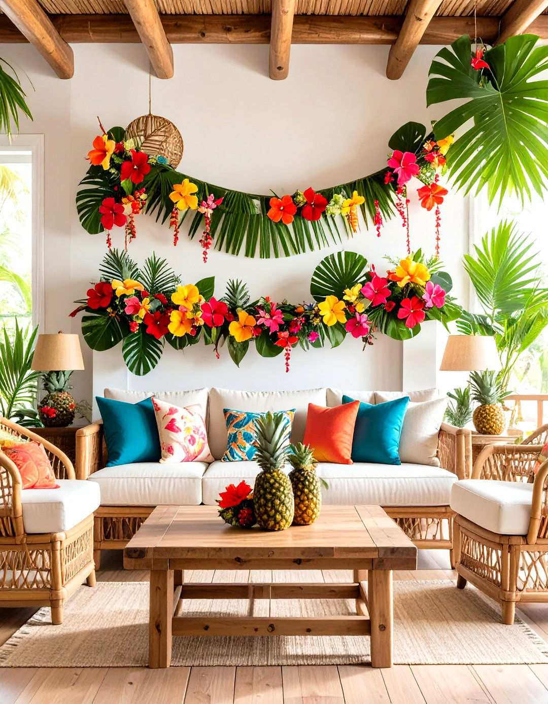 Tropical Summer Paradise Garland - 24 Mantel Garland Ideas