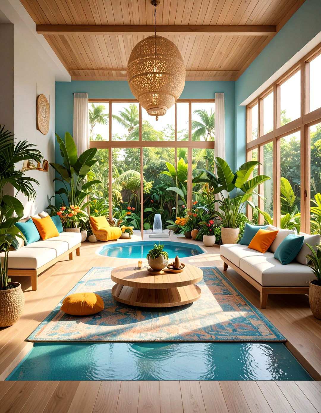Tropical Wellness Sanctuary Design - 24 Tropical Living Room Ideas