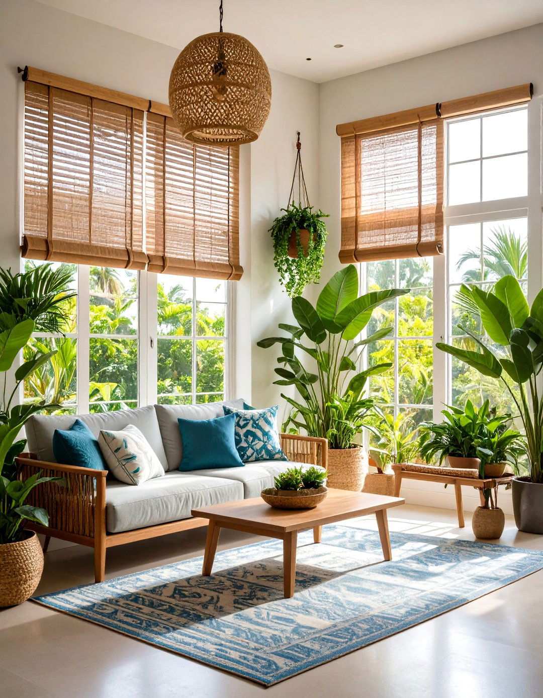 Tropical Window Treatment Design - 24 Tropical Living Room Ideas