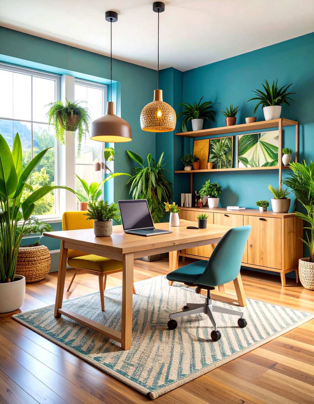 Tropical Workspace Integration Design - 24 Tropical Living Room Ideas