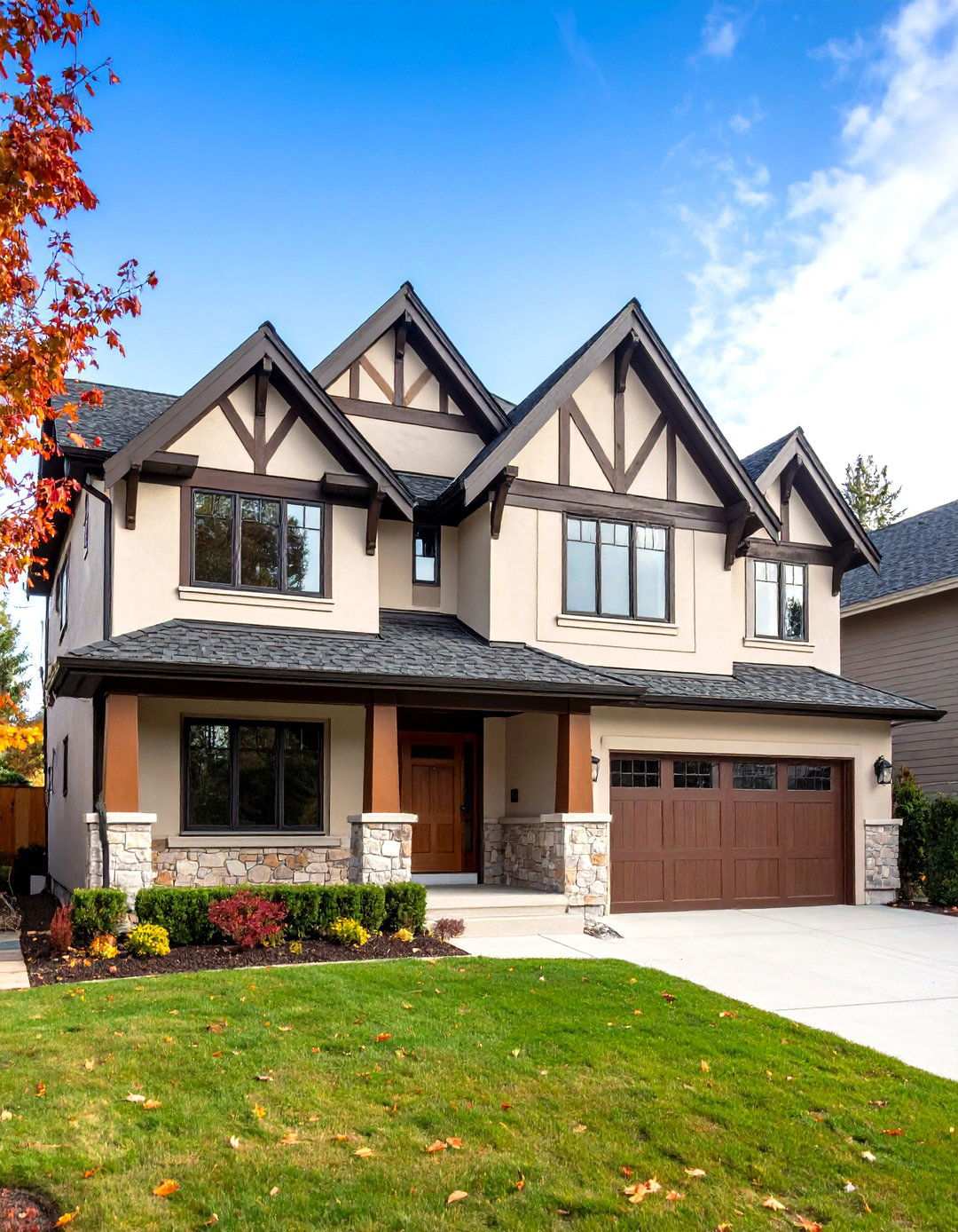 Tudor Revival Half Timbered Elegance - 24 houses with black roofs