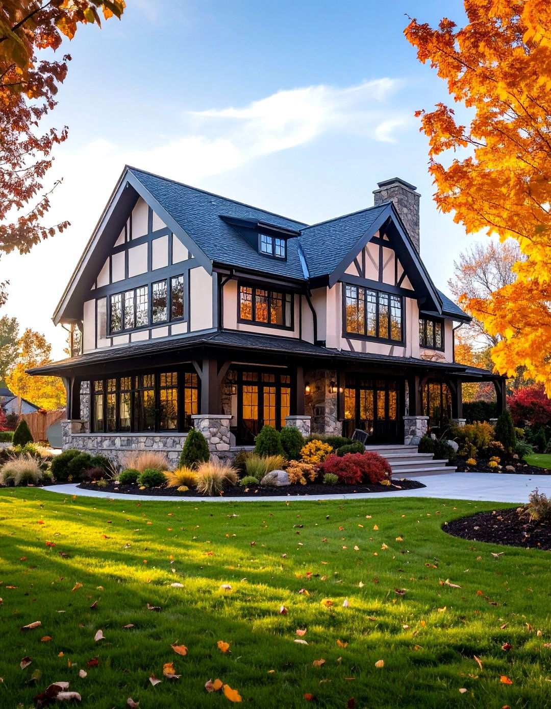 Tudor Style with Modern Window Walls - 24 Modern Tudor Exterior Inspiration