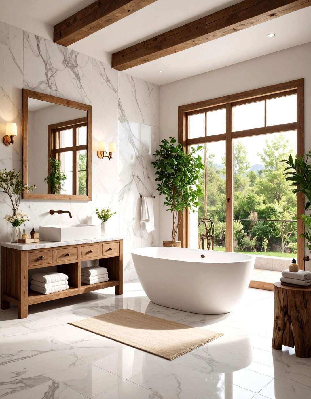 Tumbled Marble Rustic Bathroom Charm - 24 Marble Bathroom Ideas