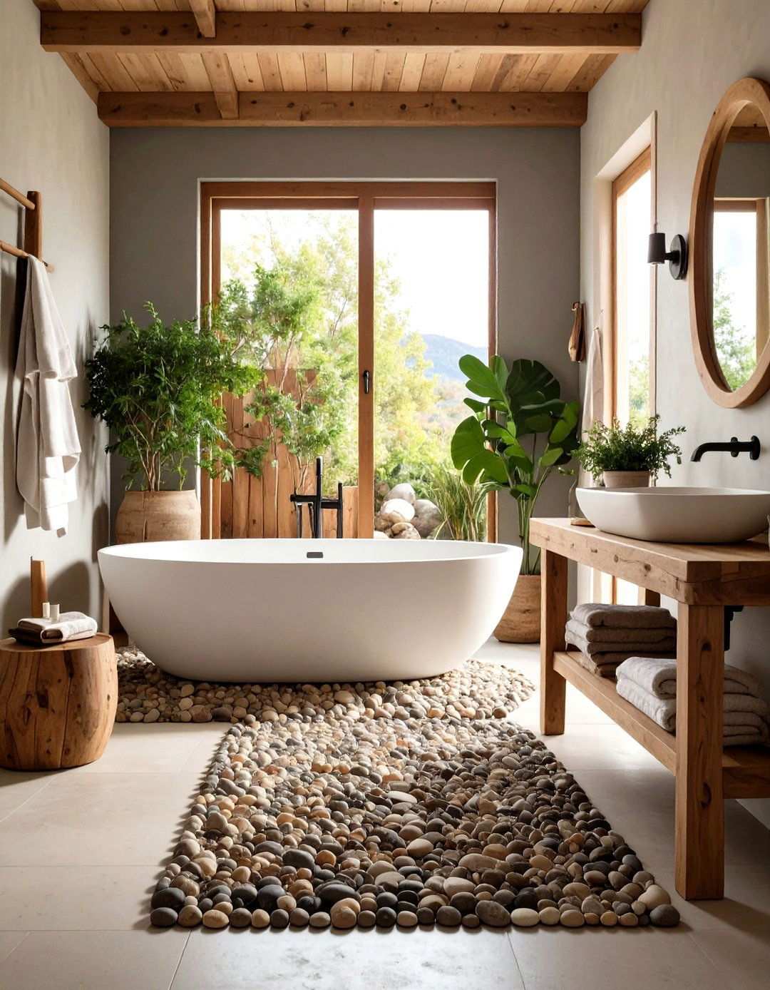 Tumbled Pebble Rustic Charm - 24 Pebble Tile Bathroom Ideas