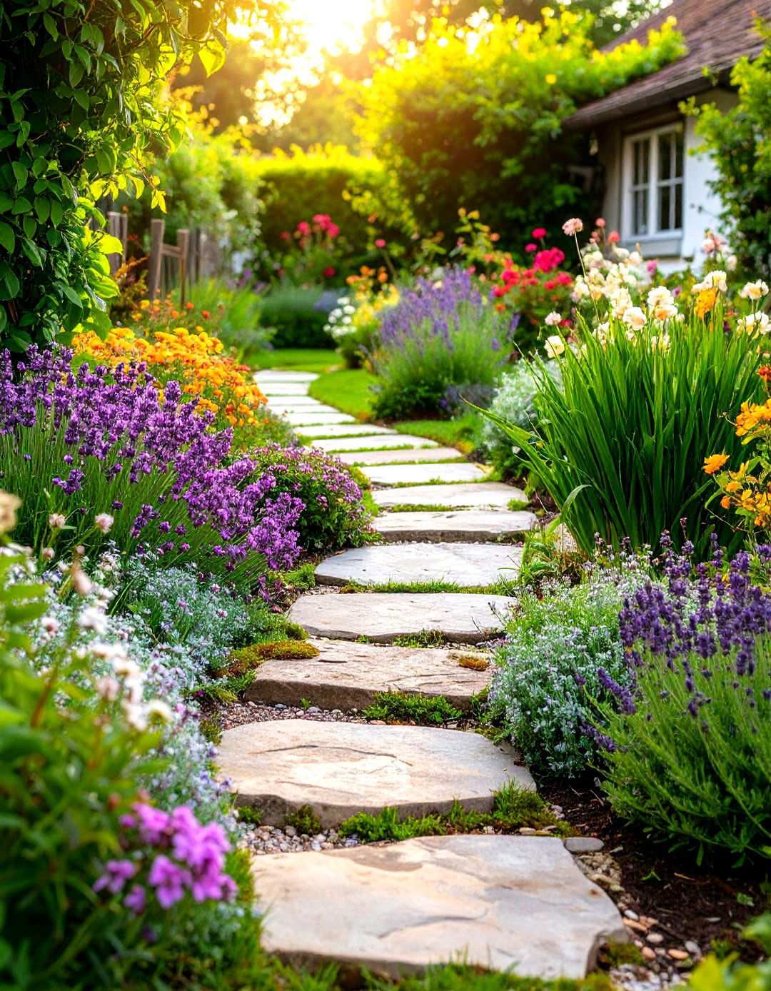 Tumbled Stone Cottage Pathways - 24 Stone Walkway Ideas