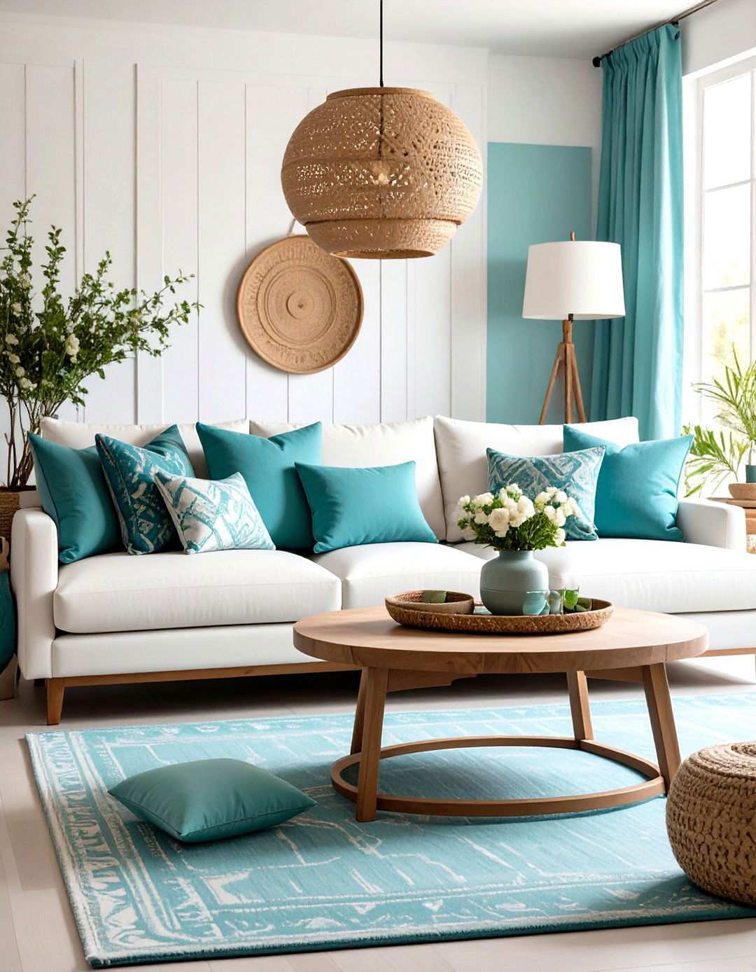 Turquoise Accent Living Room - 24 Southwest Living Room Ideas