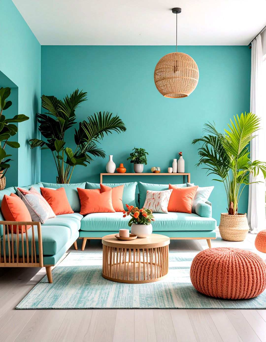 Turquoise and Coral Living Room Theme - 24 Turquoise Living Room Ideas