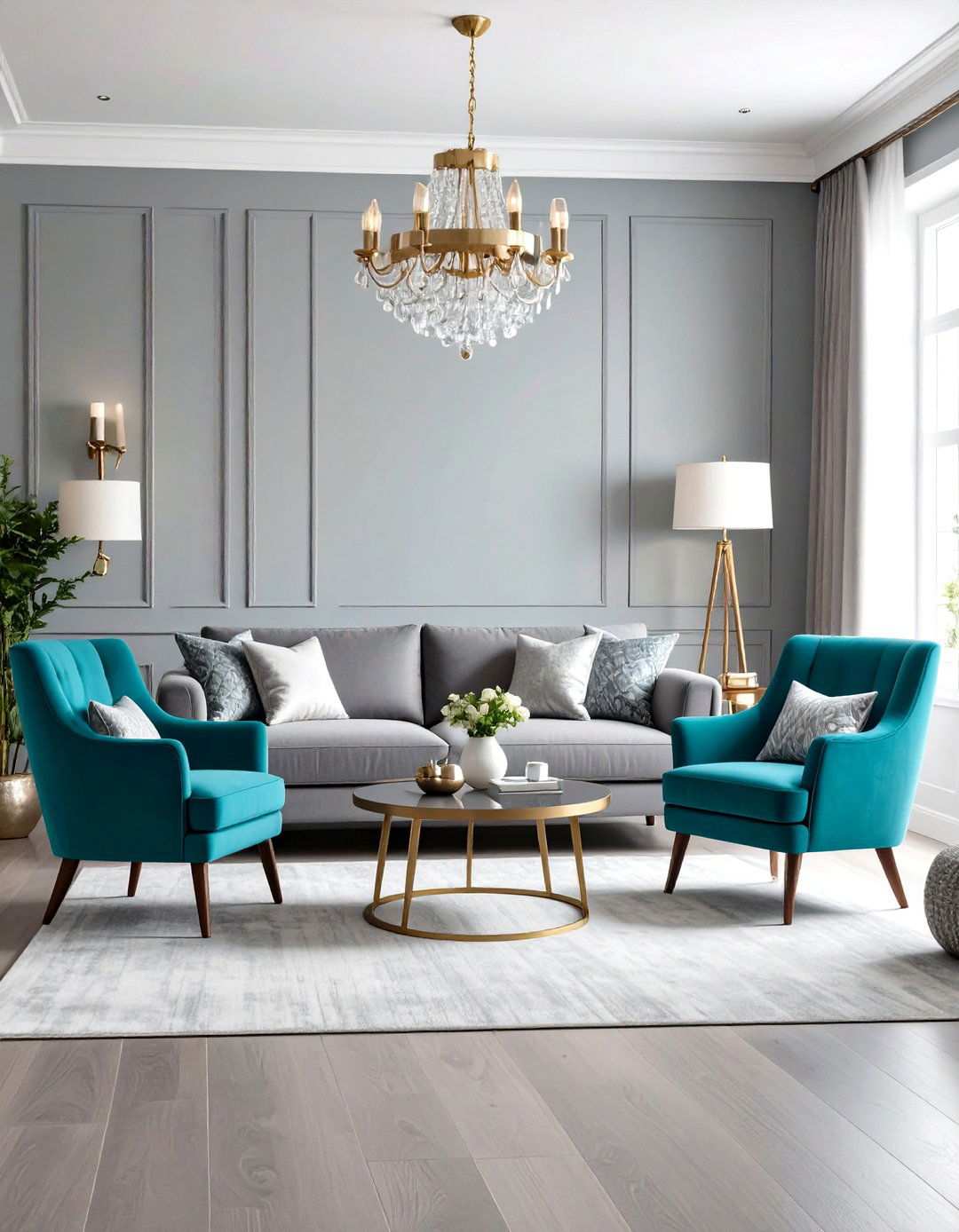 Turquoise and Gray Living Room Design - 24 Turquoise Living Room Ideas