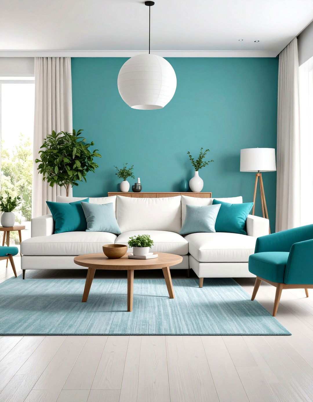 Turquoise and White Minimalist Living Room - 24 Turquoise Living Room Ideas