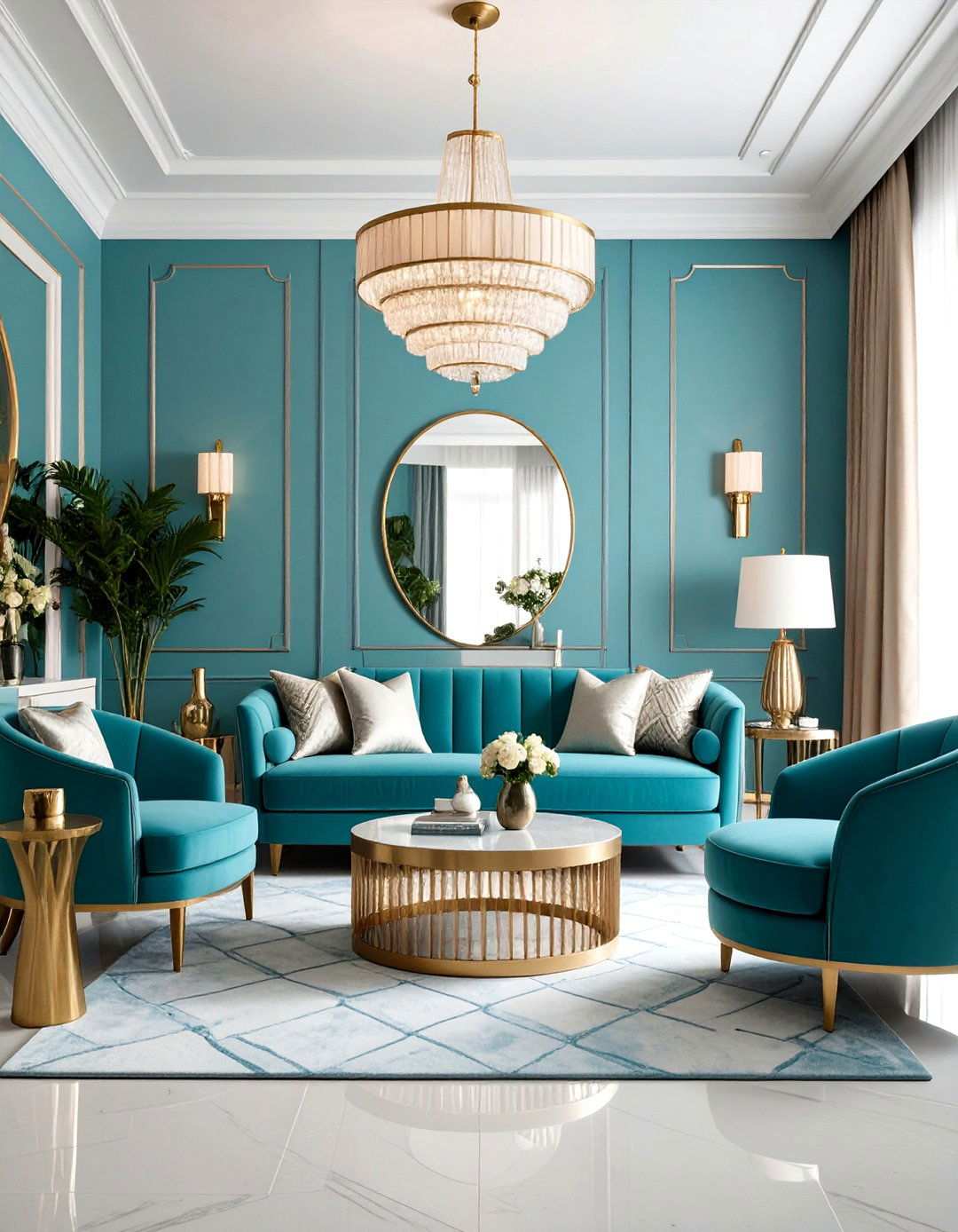 Turquoise Art Deco Living Room Style - 24 Turquoise Living Room Ideas