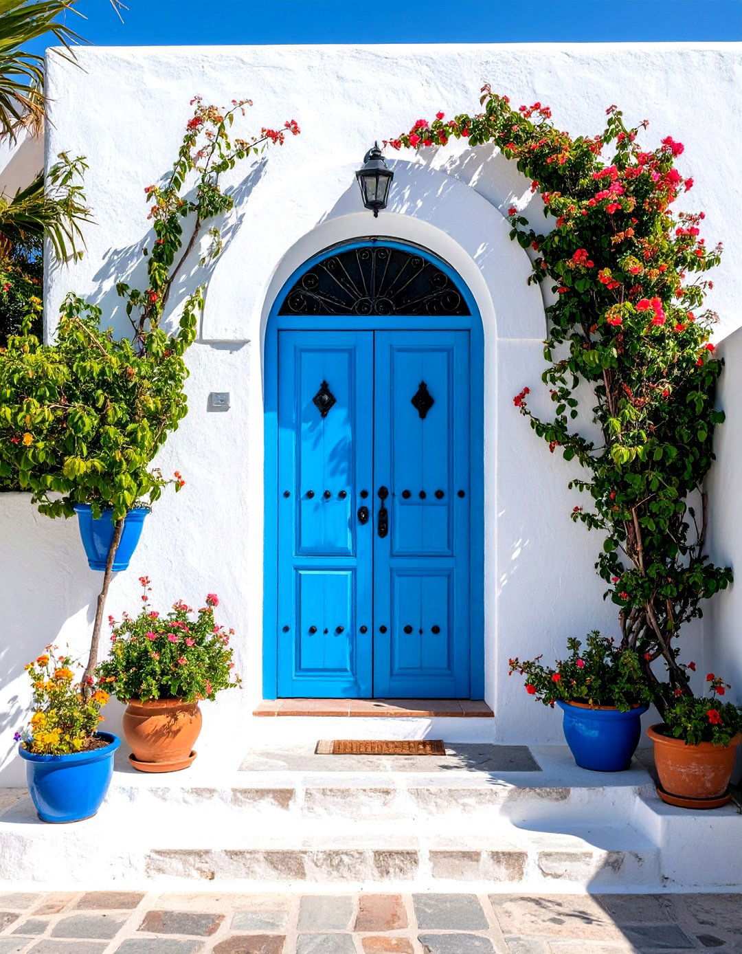 Turquoise Blue Spanish Door - 24 Spanish Style Front Door Ideas