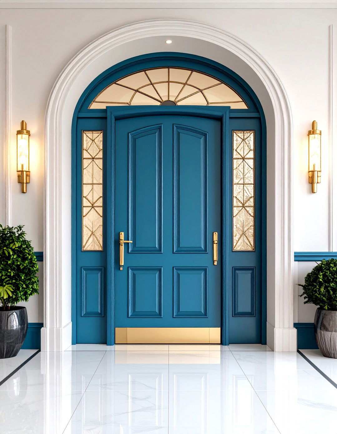 Turquoise Door with Art Deco Details - 24 Turquoise Front Door Ideas