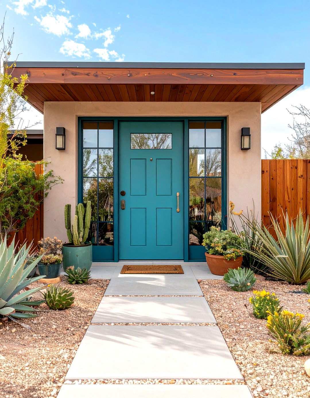 Turquoise Door with Mid Century Modern Design - 24 Turquoise Front Door Ideas