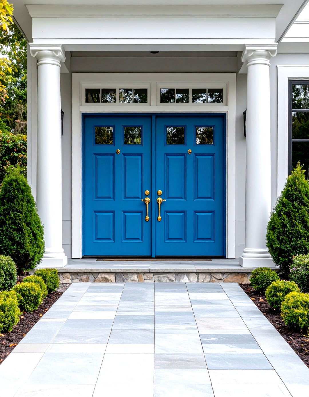 Turquoise Double Doors with Symmetrical Design - 24 Turquoise Front Door Ideas