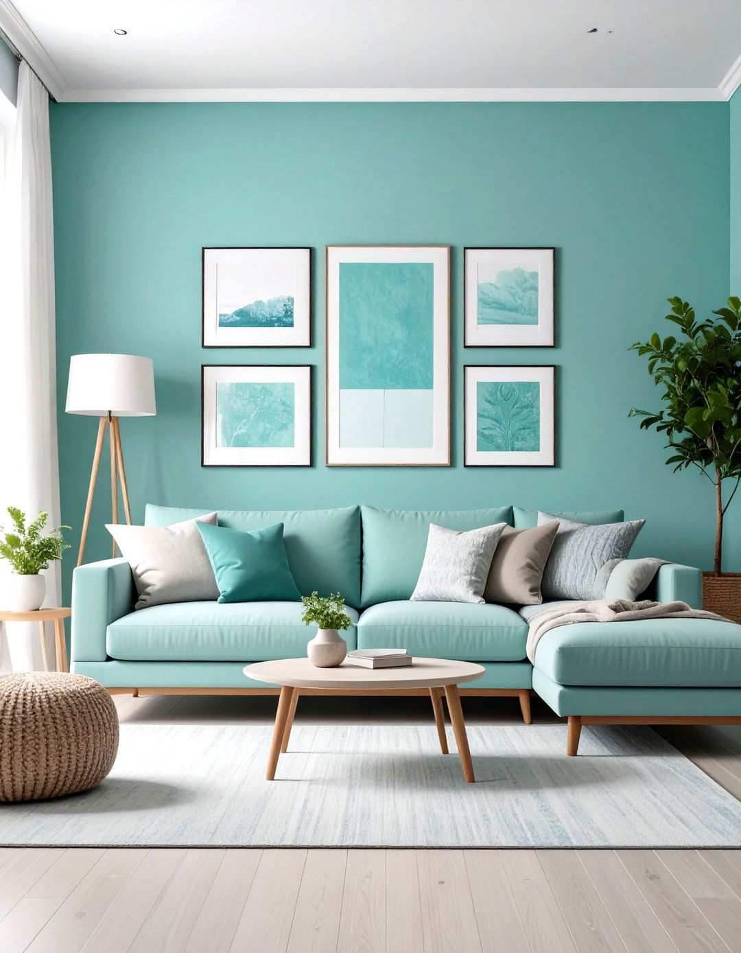Turquoise Gallery Wall Living Room - 24 Turquoise Living Room Ideas