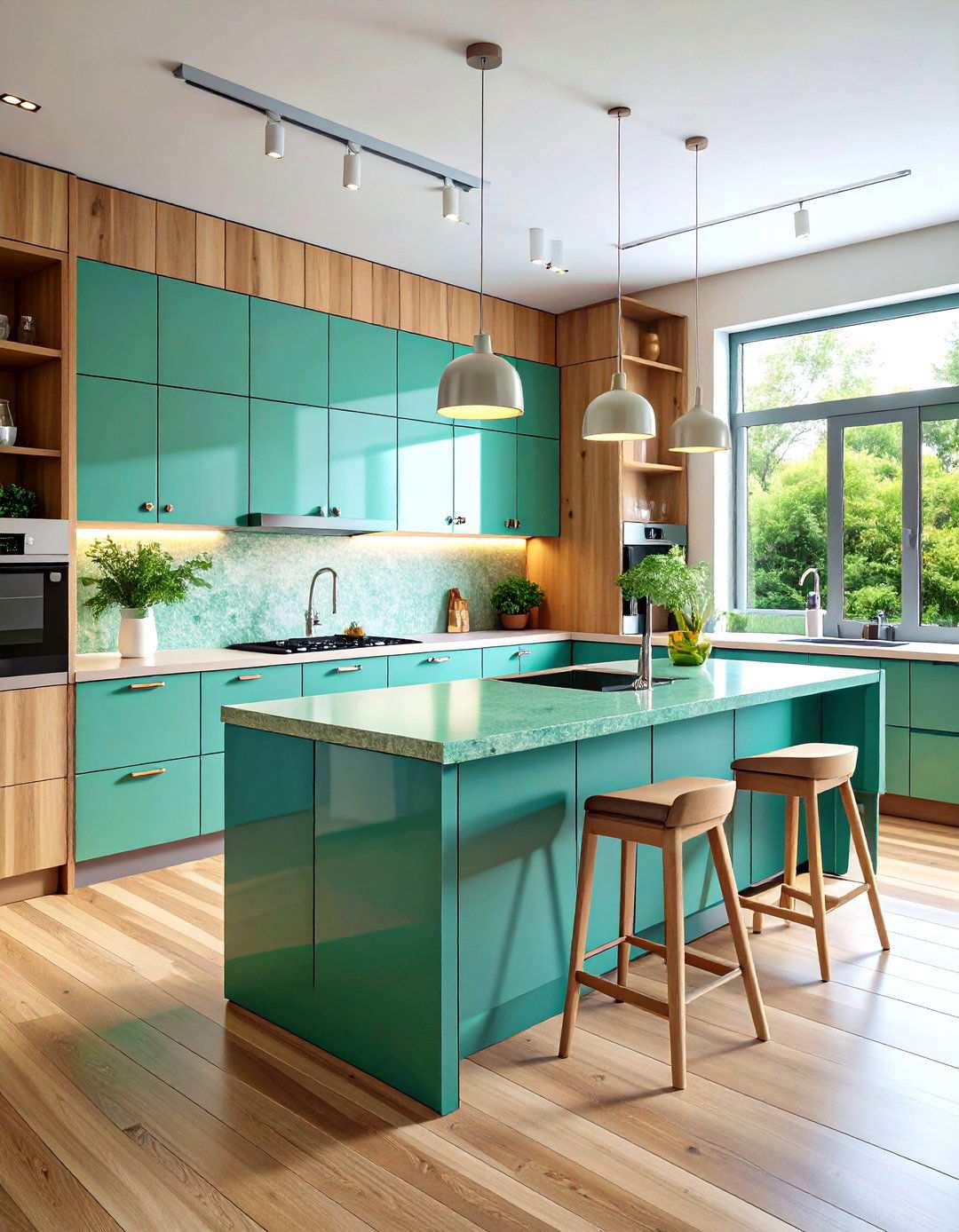 Turquoise Recycled Glass Eco Friendly Kitchen - 24 kitchens with blue countertops