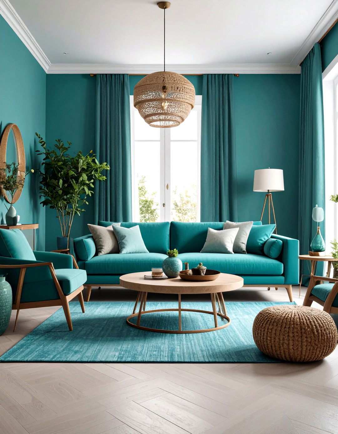 Turquoise Textural Living Room Design - 24 Turquoise Living Room Ideas