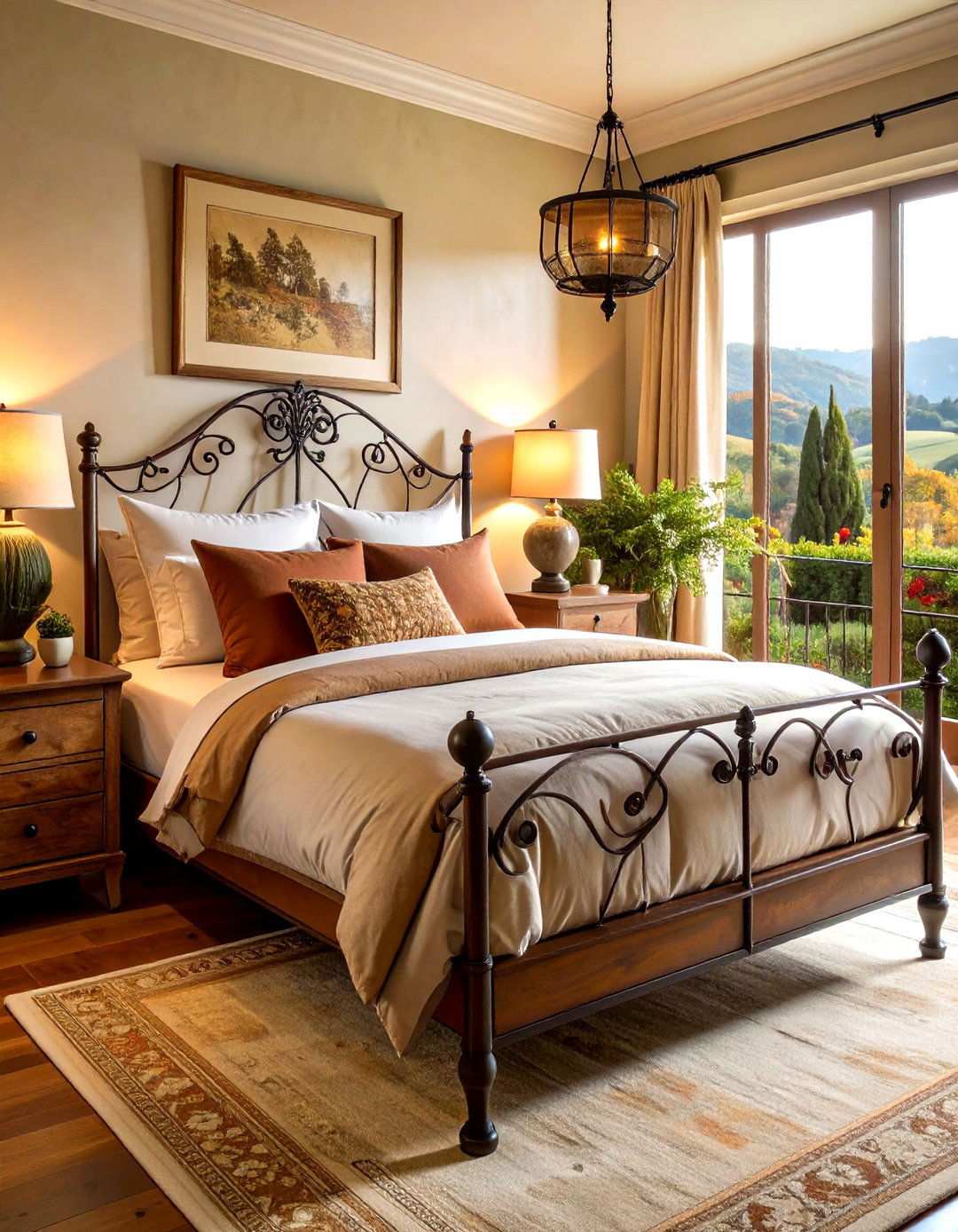 Tuscan Bedroom Retreat with Wrought Iron - 24 Tuscan Interior Design Ideas