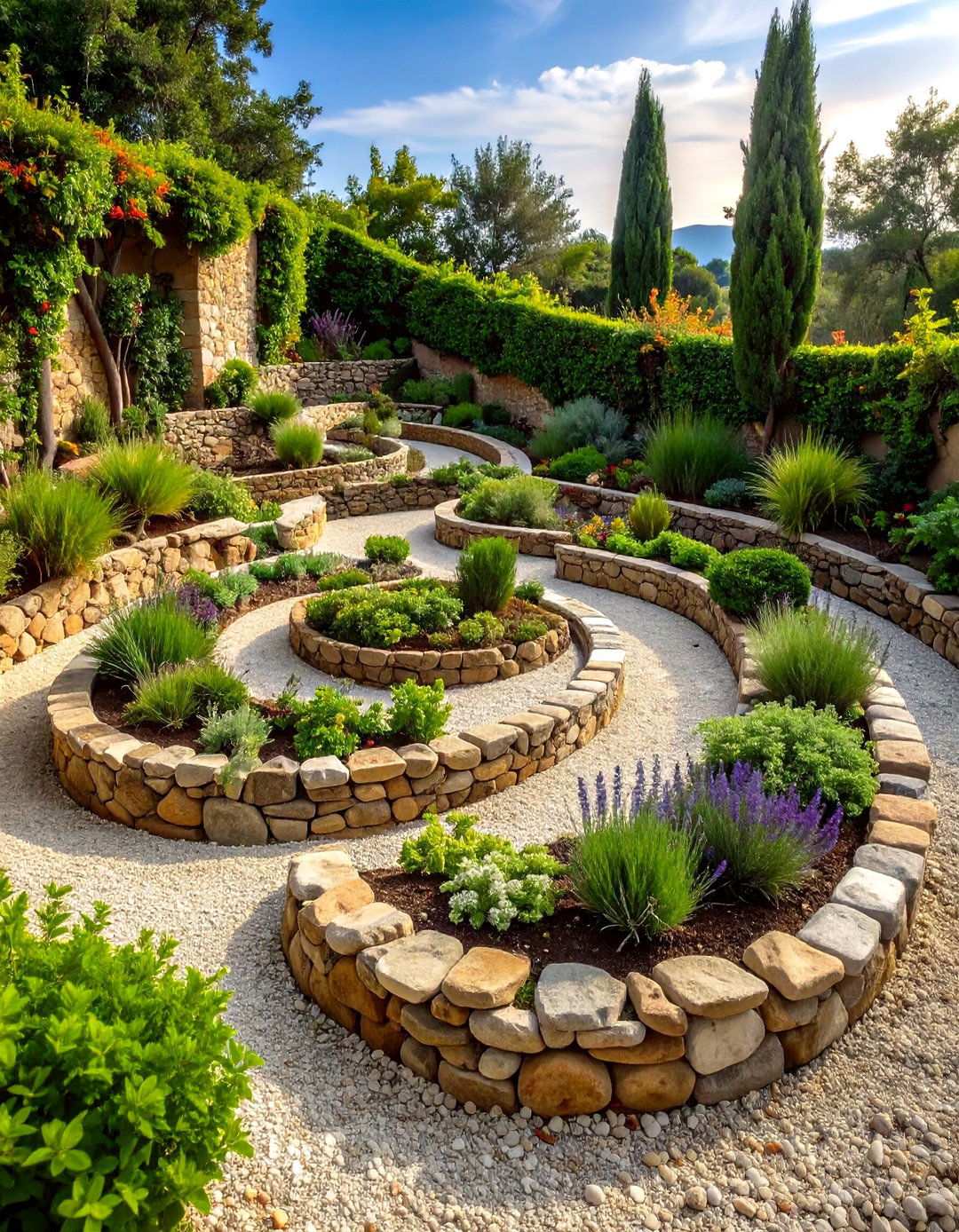 Tuscan Herb Spiral Raised Garden - 24 Italian Garden Design Ideas
