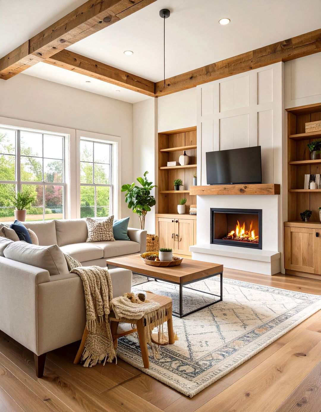 TV Stand Fireplace Combo - 24 Small Living Room Fireplace Ideas