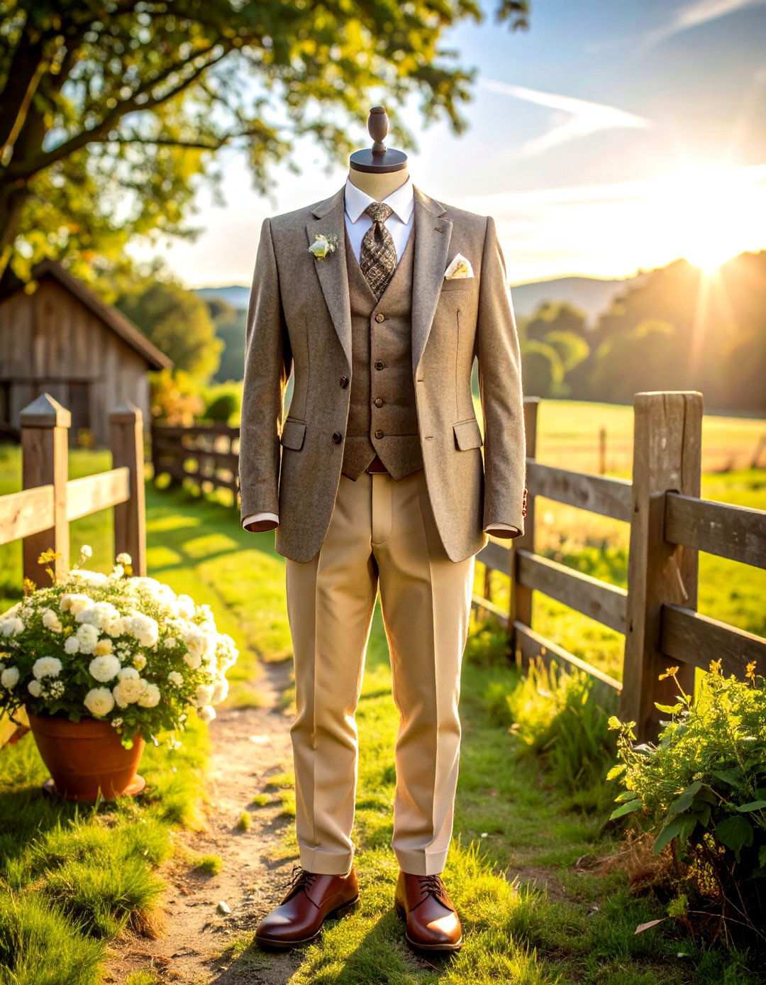 Tweed Three Piece Suit - 24 Men's Wedding Outfit Ideas