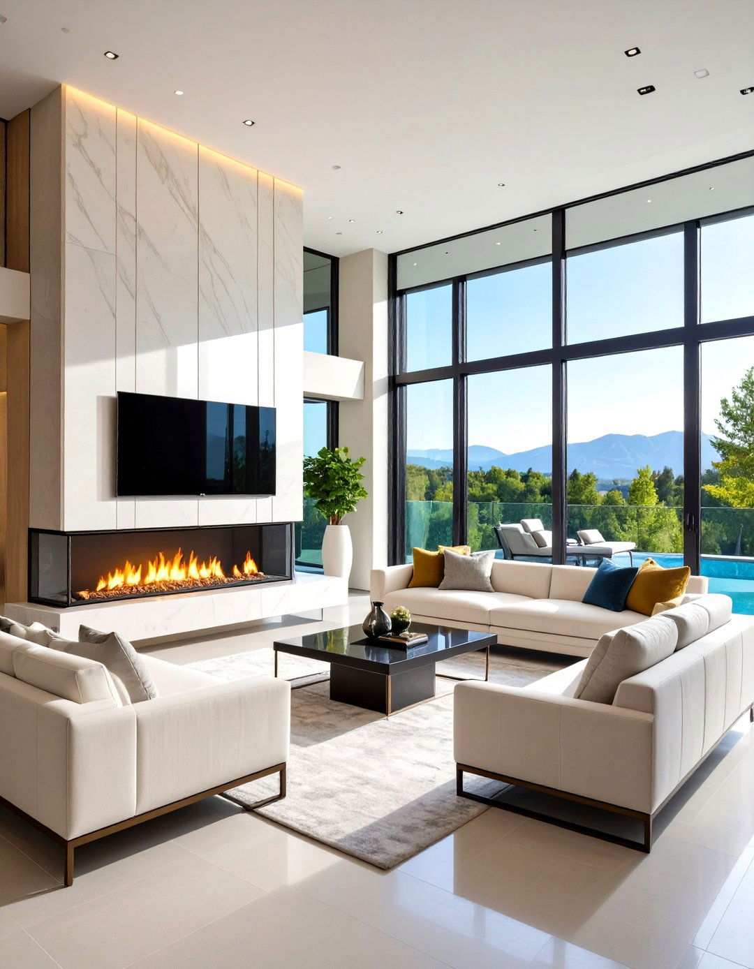 Two Sided Linear Fireplace Room Divider - 24 Linear Fireplace Ideas With Tv Above