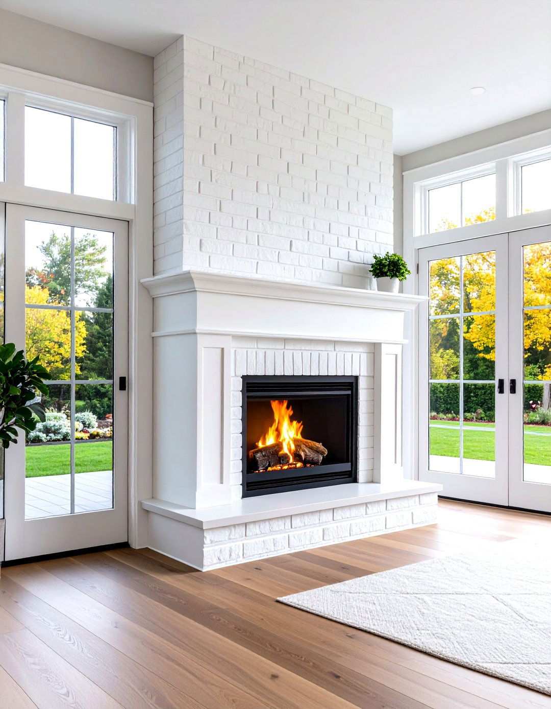 Two Sided White Brick Fireplace - 24 White Brick Fireplace Ideas