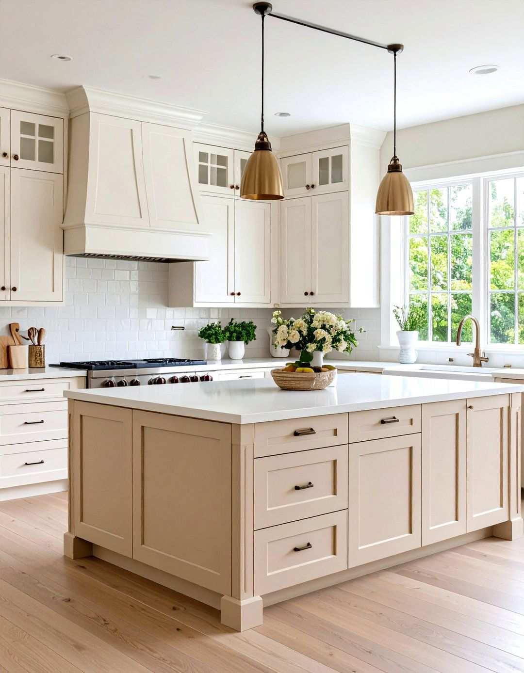 Two Tone Beige and White Kitchen - 24 Kitchens With Beige Kitchen Cabinets