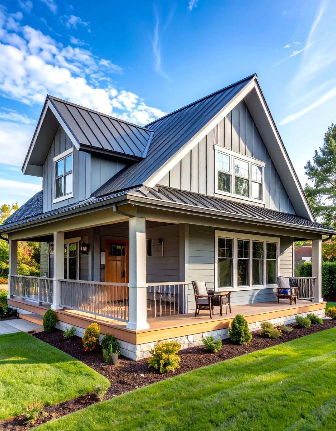 Two Tone Contrast Metal Systems - 24 Metal Roof Porch Design Ideas