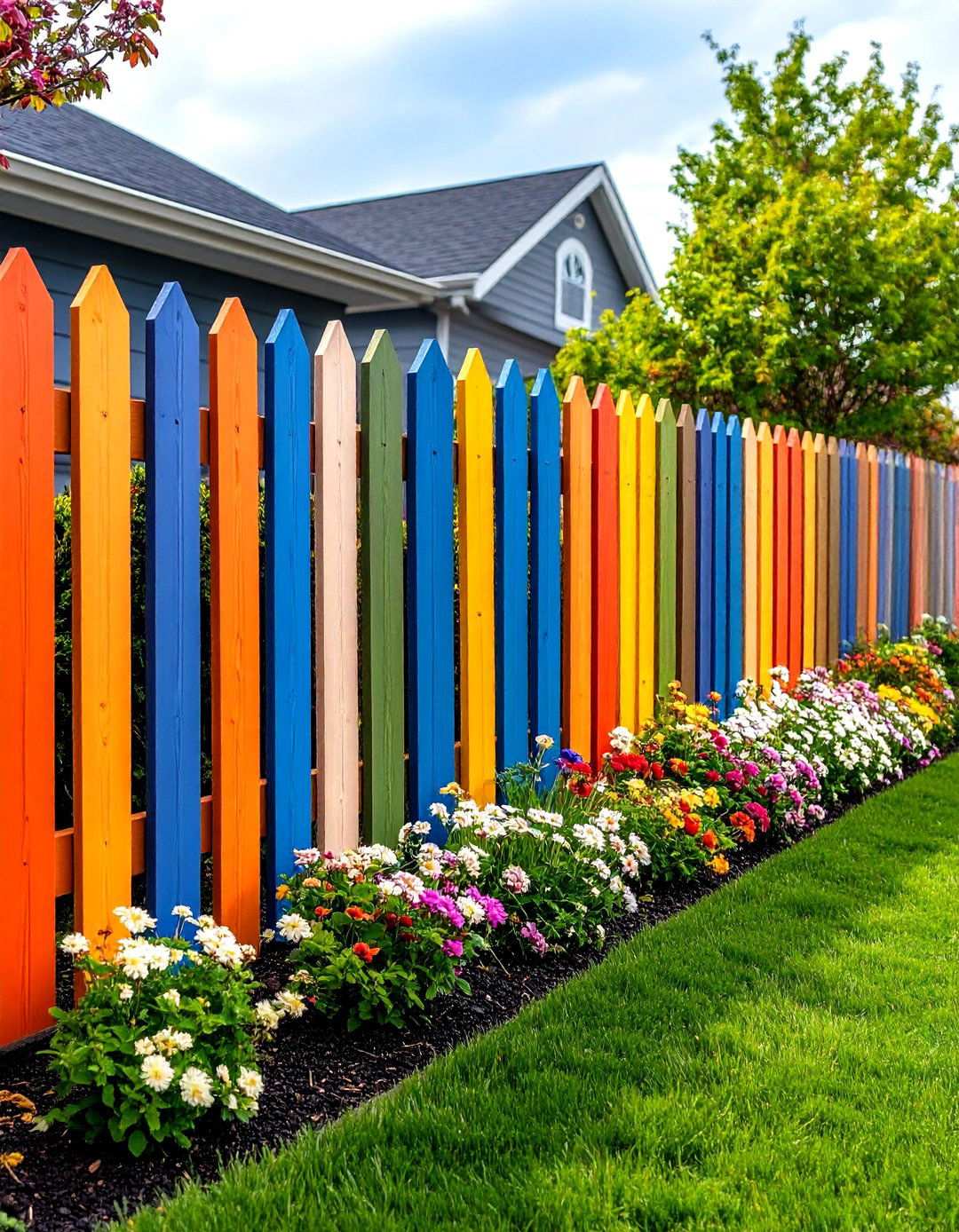 Two Tone Horizontal Color Fence - 24 Horizontal Fence Ideas