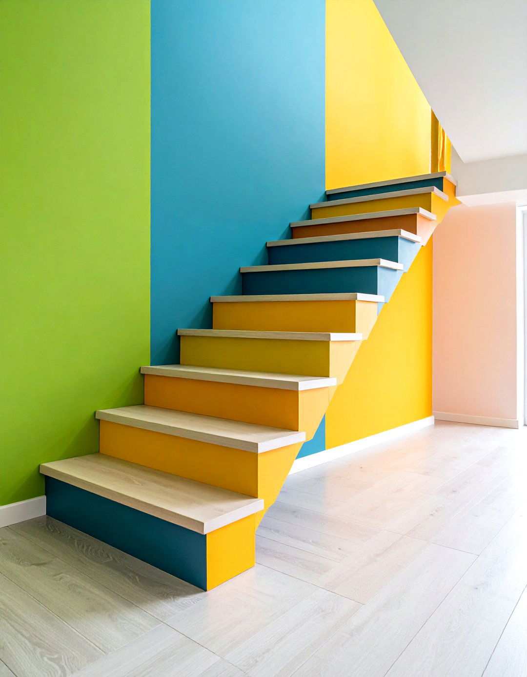 Two Tone Painted Stair Drama - 24 Painted Stair Ideas