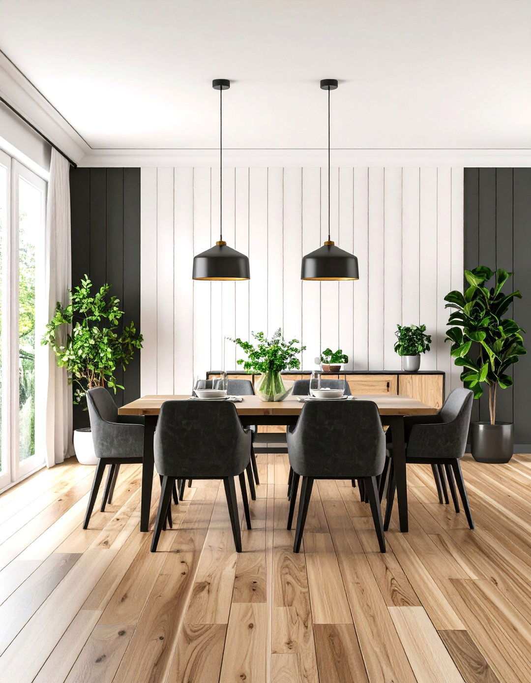 Two Tone Shiplap Color Block Design - 24 Shiplap Dining Room Wall Ideas