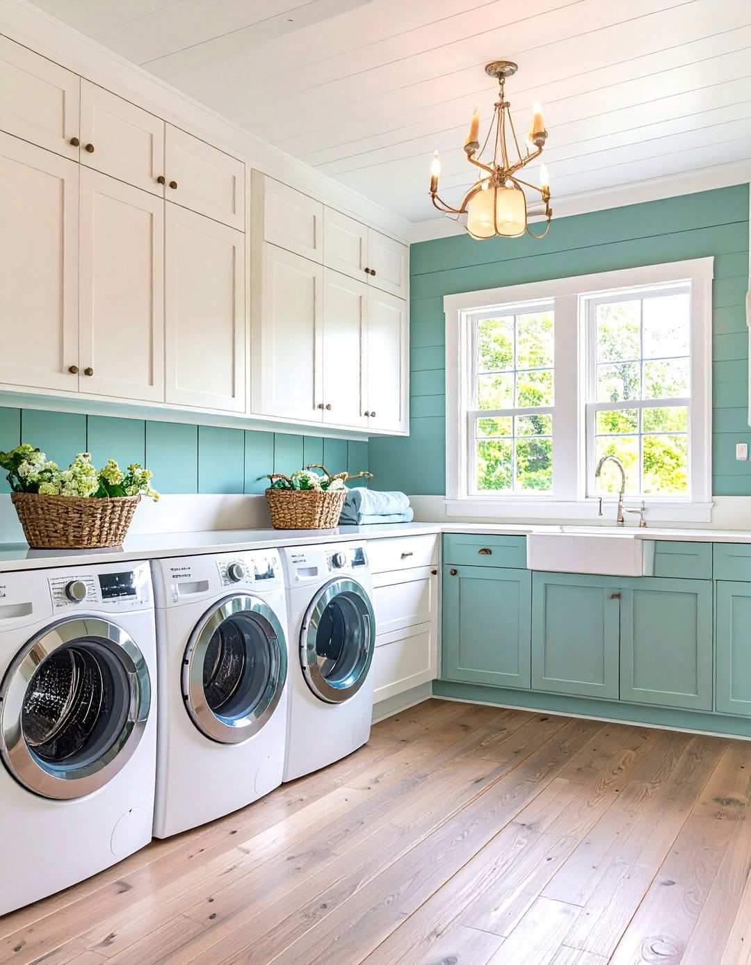 Two Tone Shiplap Wainscoting Design - 24 Shiplap Laundry Room Ideas