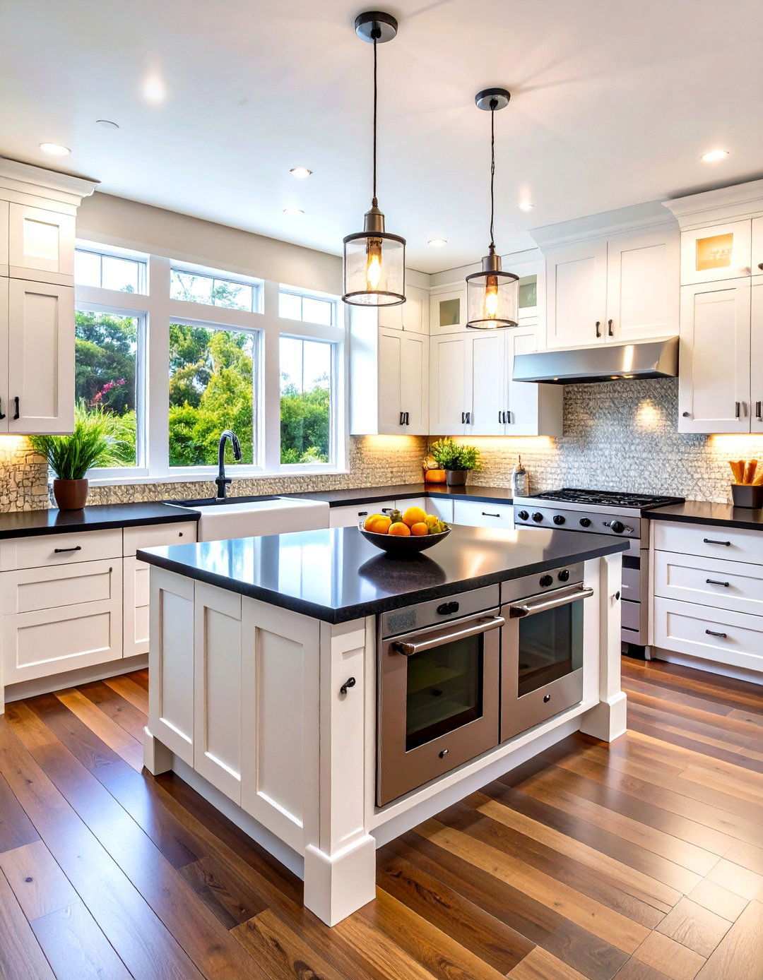 U Shaped Kitchen Configuration - 24 Kitchen With White Cabinets and Black Countertops Ideas