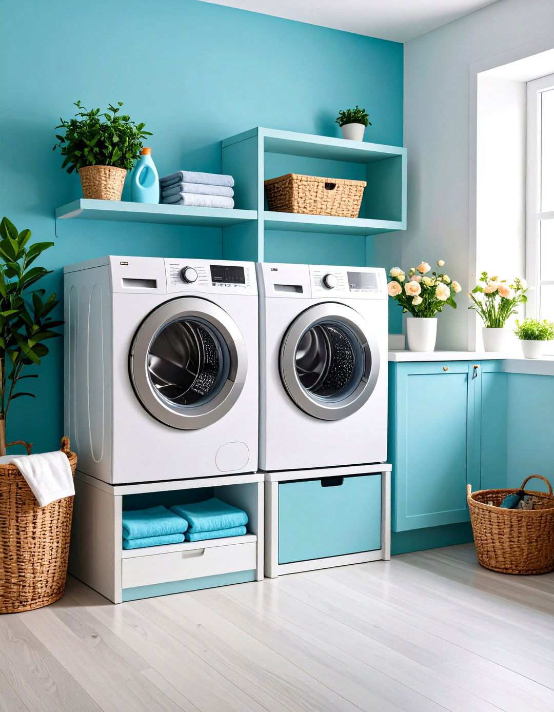 Under Appliance Storage Utilization - 24 Small Laundry Room Ideas With a Top Load Washing Machine