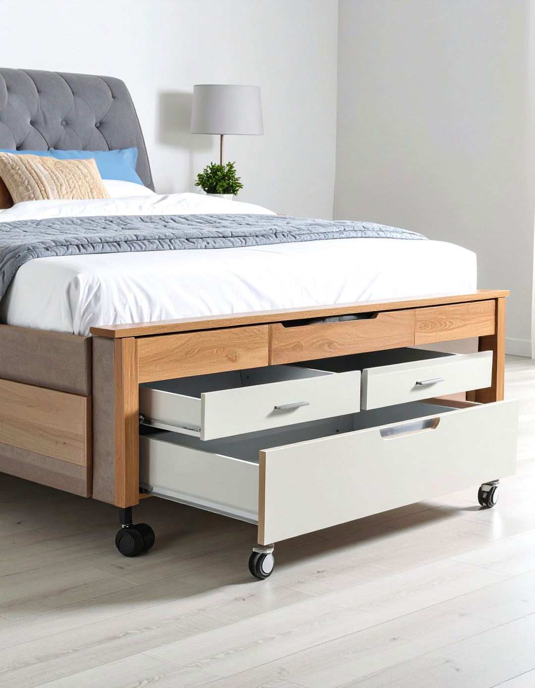 Under Bed Rolling Drawer System - 24 small bedroom storage ideas