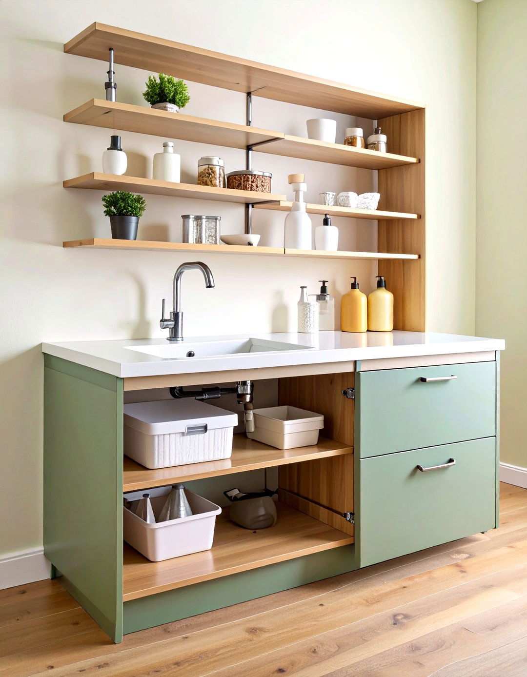 Under Sink Cabinet Storage - 24 Water Bottle Storage Ideas