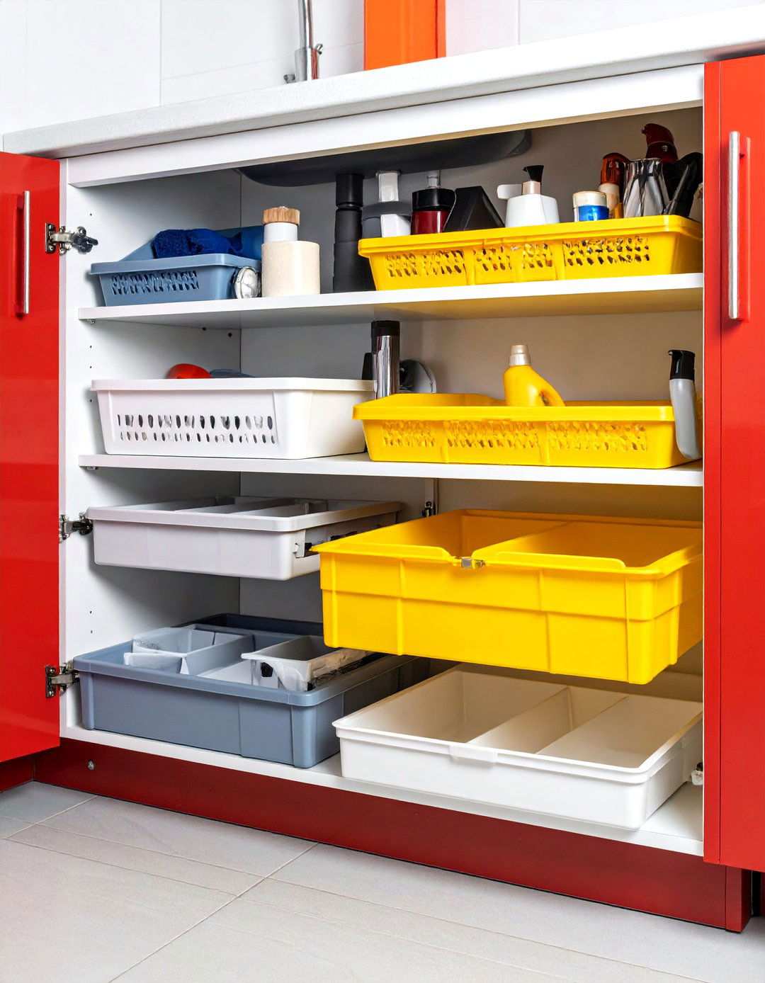 Under Sink Sliding Organizer - 24 Laundry Detergent Storage Ideas