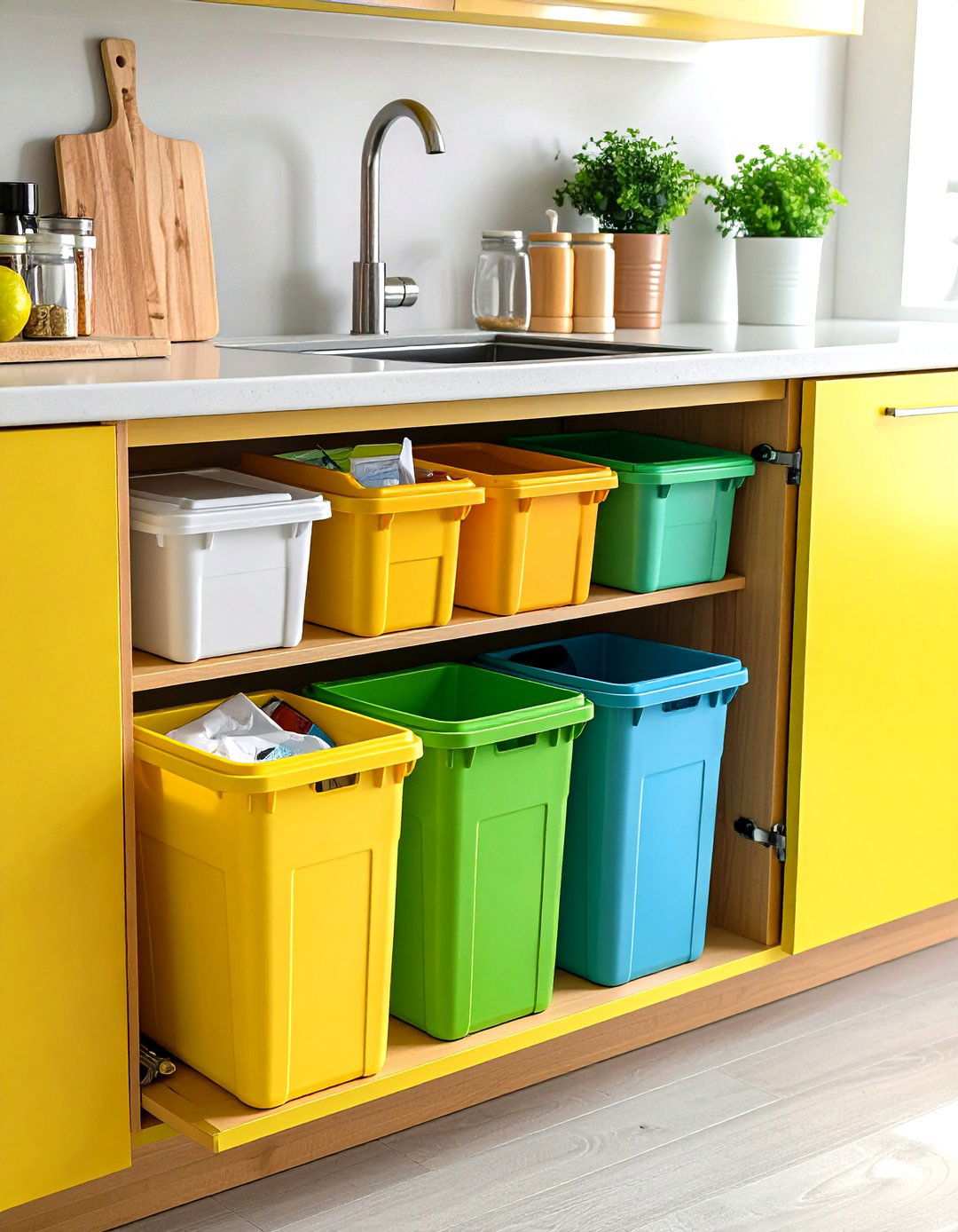 Under Sink Trash Solution - 24 Kitchen Sink Organization Ideas