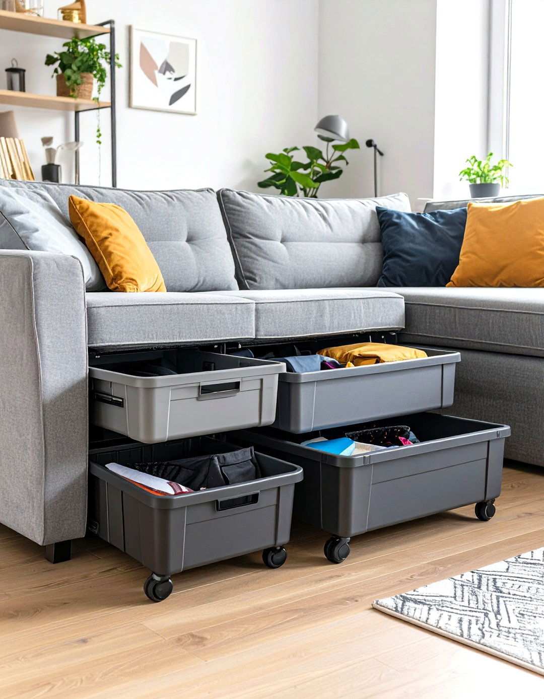 Under Sofa Storage Solutions - 24 Living Room Toy Storage Ideas
