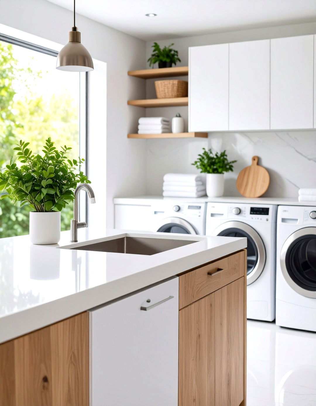 Undermount Sink Integration Countertop - 24 Laundry Room Countertop Ideas