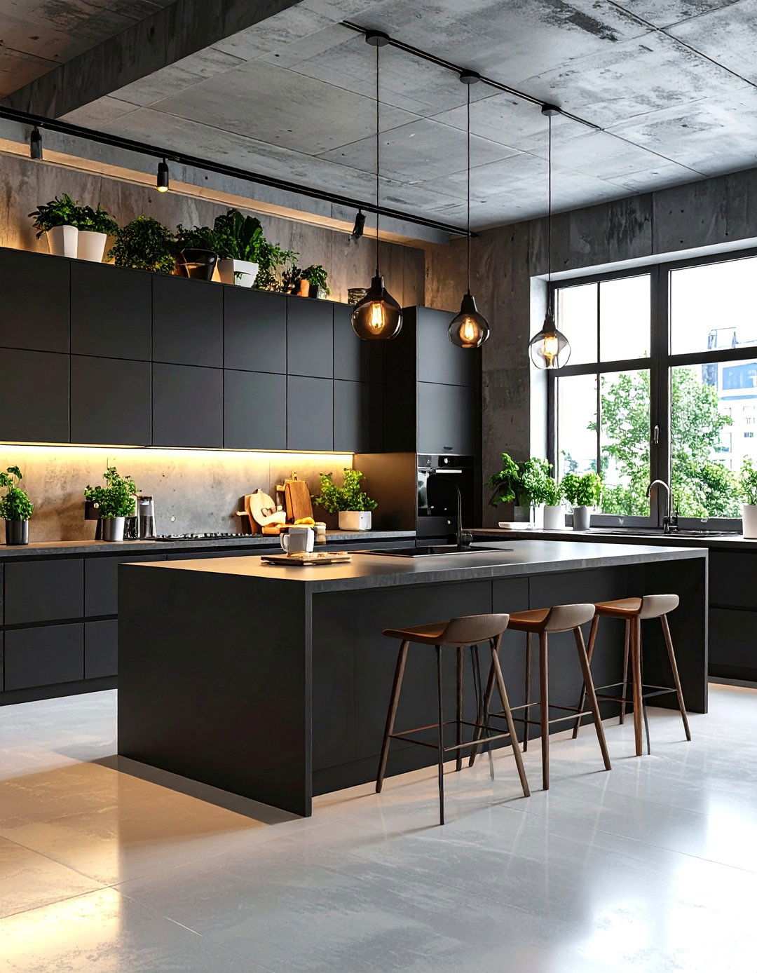 Urban Loft Open Concept Design - 24 Kitchen With Black Appliances