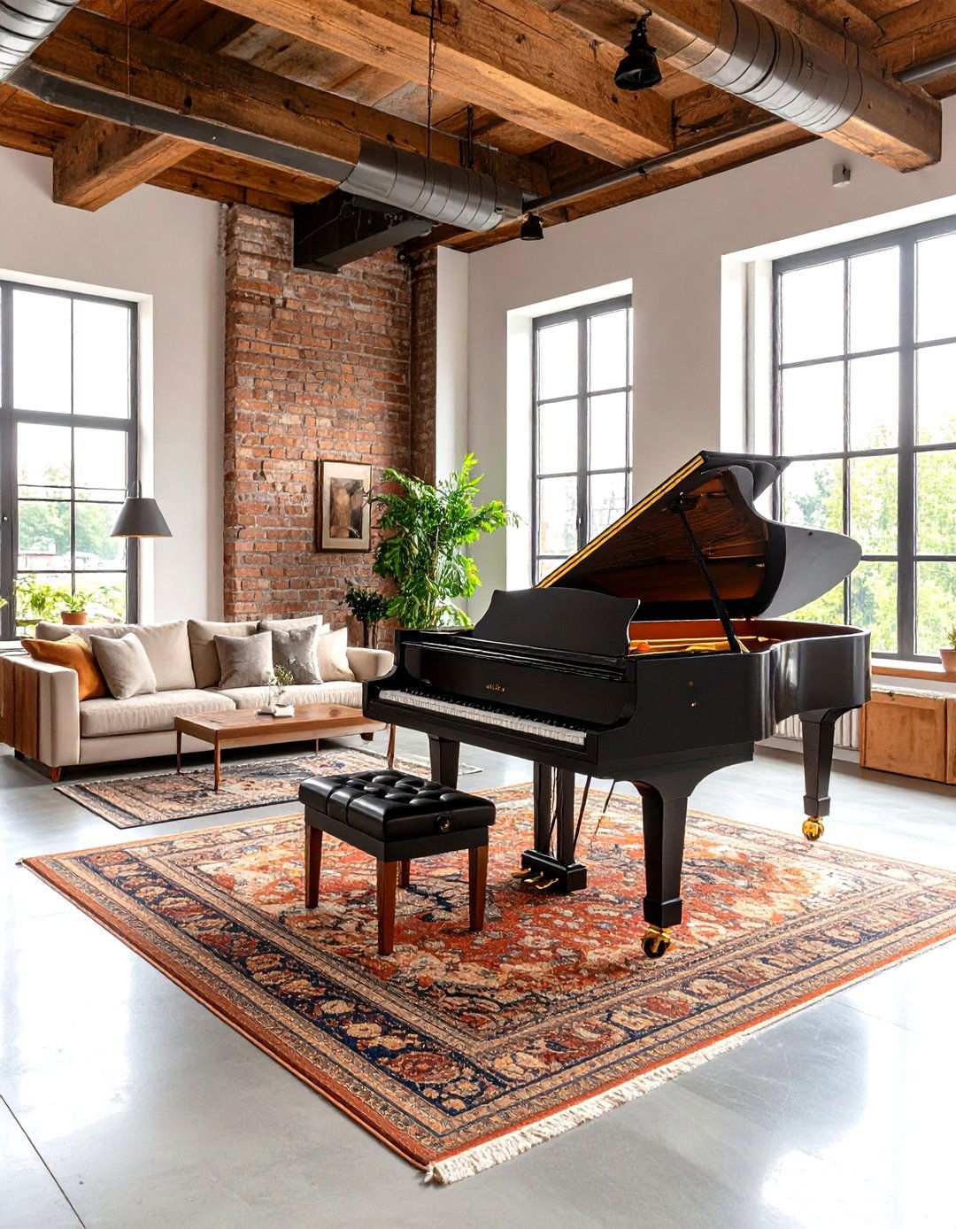 Urban Loft Open Plan Piano Area - 24 Piano Room Ideas
