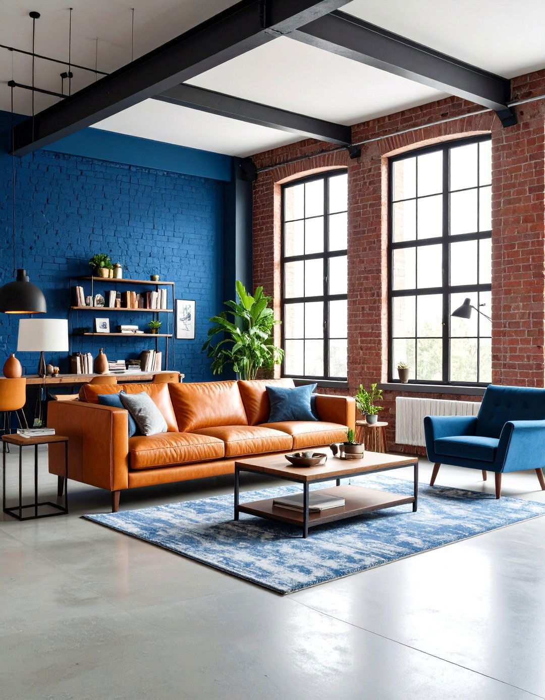 Urban Loft Orange and Denim Blue Sophistication - 24 orange and blue living room ideas