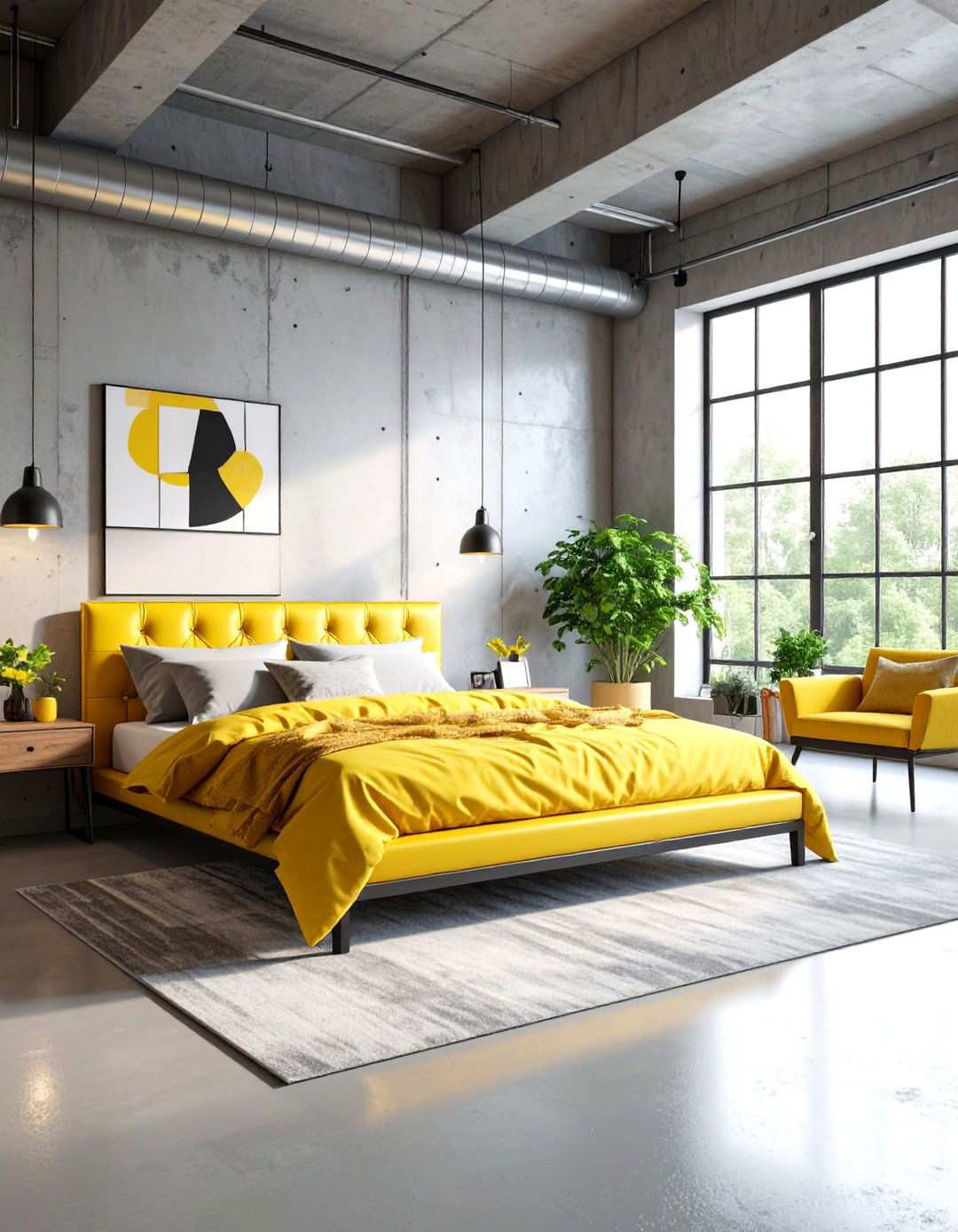 Urban Loft Yellow and Grey Bedroom - 24 Yellow and Grey Bedroom Ideas