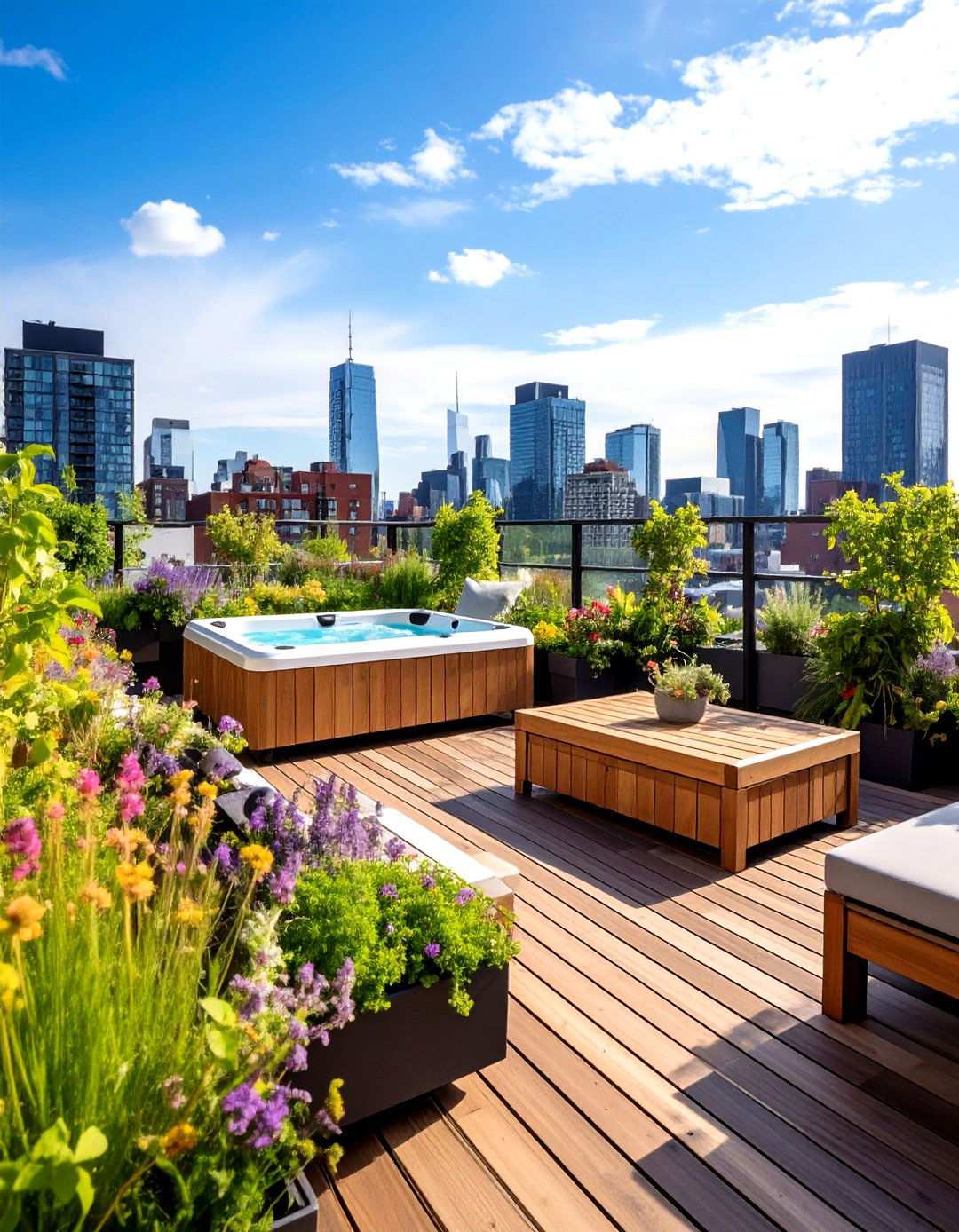Urban Rooftop Hot Tub Design - 24 Hot Tub Landscaping Ideas
