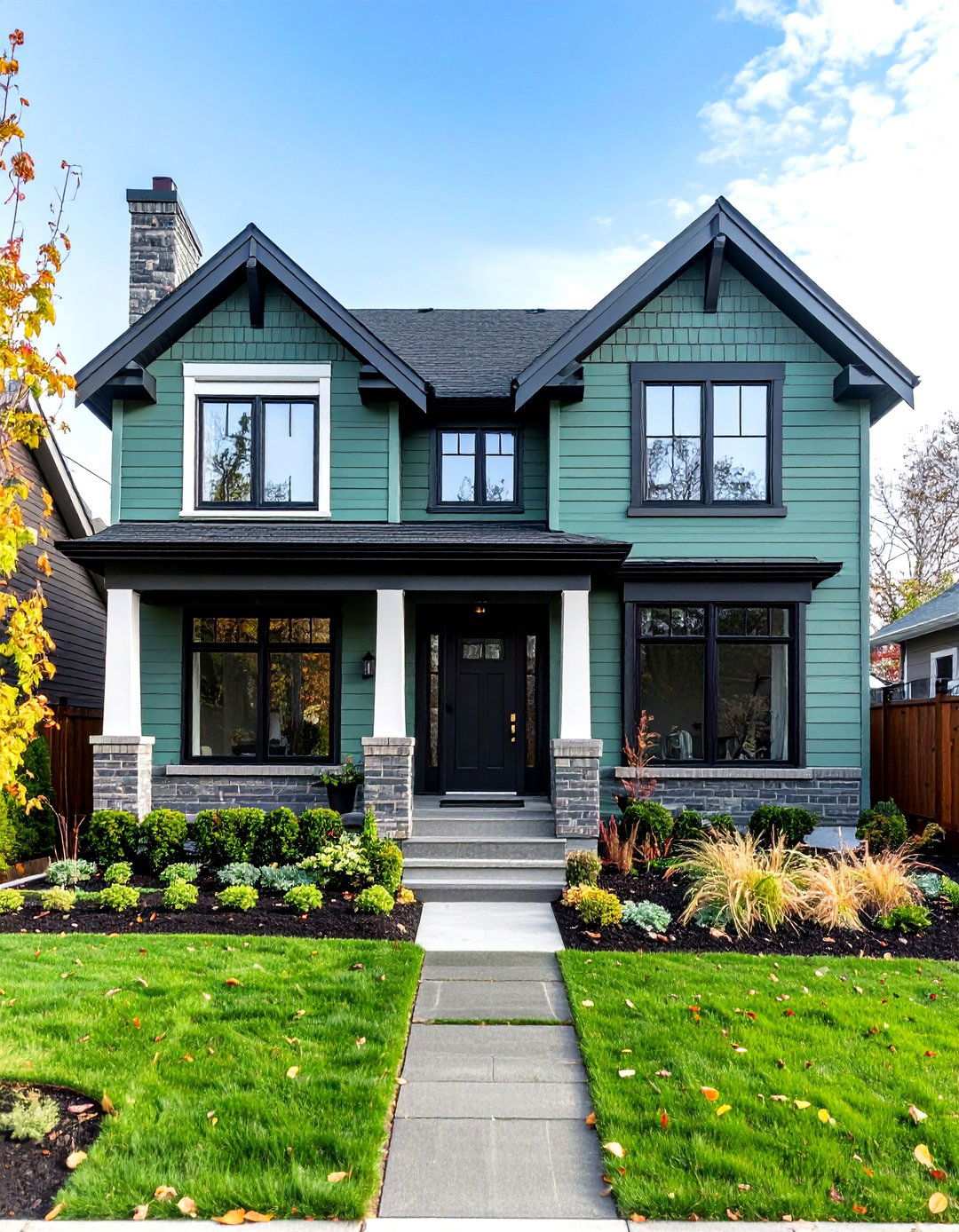 Urban Townhouse Sage Green Sophistication - 24 Sage Green Painted Brick House Ideas