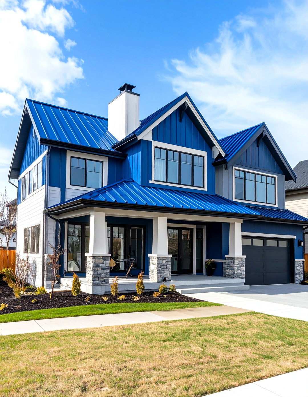 Urban Townhouse Style - 24 houses with blue metal roofs